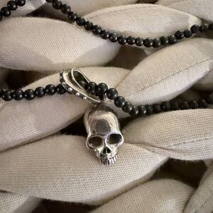 Silver Skull Pendant Necklace